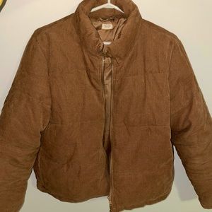 Brandy Melville Brown Corduroy Puffer Jacket